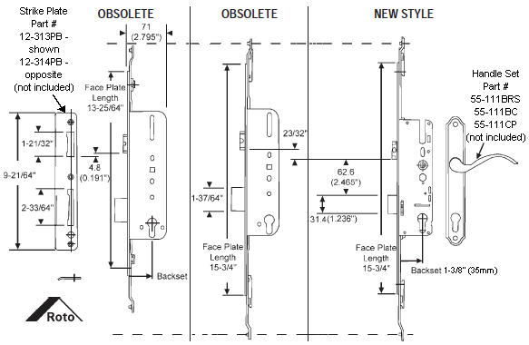 Gear Box for Roto Handle Set Assembly, New Style, Swing Door, 1-3/8 Backset, Roto | 56106