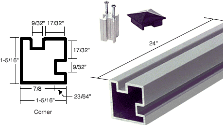 C.R. Laurence CRL 24&quot; Satin Anodized Aluminum Corner Post | 6406324