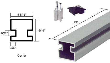 C.R. Laurence CRL 24&quot; Satin Anodized Aluminum Center Post | 6406424
