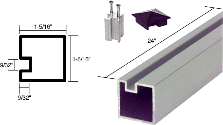 C.R. Laurence CRL 24&quot; Satin Anodized Aluminum End Post | 6406524