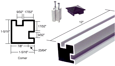 C.R. Laurence CRL 12&quot; Buffed Bright Anodized Aluminum Corner Post | 6408312