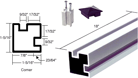 C.R. Laurence CRL 18&quot; Bright Anodized Aluminum Corner Post | 6408318