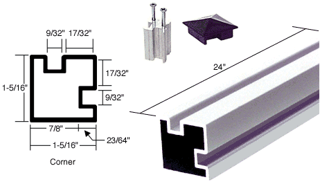 C.R. Laurence CRL 24&quot; Bright Anodized Aluminum Corner Post | 6408324