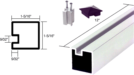 C.R. Laurence CRL 12&quot; Buffed Bright Anodized Aluminum End Post | 6408512