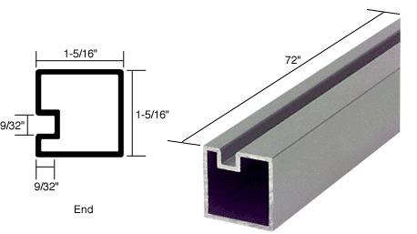 C.R. Laurence CRL Satin Anodized End Post Extrusion - 72 inch Long | 6423000