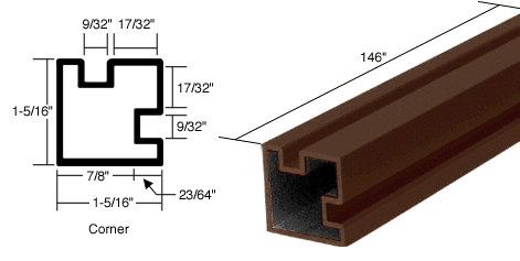 C.R. Laurence CRL Duranodic Bronze Corner Post Extrusion - 12 ft Long | 6431010