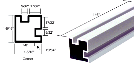 C.R. Laurence CRL Bright Anodized Corner Post Extrusion - 12 ft Long | 6431020