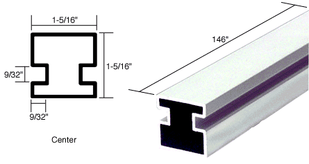 C.R. Laurence CRL Bright Anodized Center Post Extrusion - 12 ft Long | 6432020