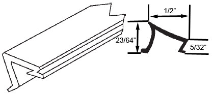 STB Snap-In-Vinyl Glazing Bead, 5-Line, Light Grey, 72&quot; Sections, Pack of 20 | 6540