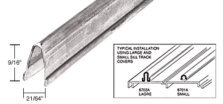 CRL Large Sill Track Cover - 10 ft long | Snap-In Stainless Steel Lower Track Cover
 | 6702A10