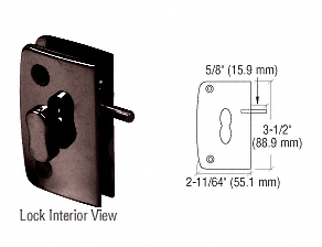 CRL Oil Rub Bronze Swinging Glass Door Lock with Indicator for 5/16&quot; to 1/2&quot; Glass | 700C0RB