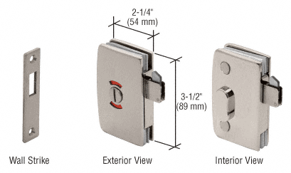 CRL Brushed Nickel Sliding Glass Door Lock with Indicator for 5/16&quot; to 1/2&quot; Glass
 | 703CBN