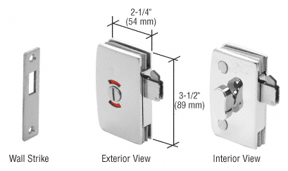CRL Polished Chrome Sliding Glass Door Lock with Indicator for 5/16&quot; to 1/2&quot; Glass
 | 703CCH