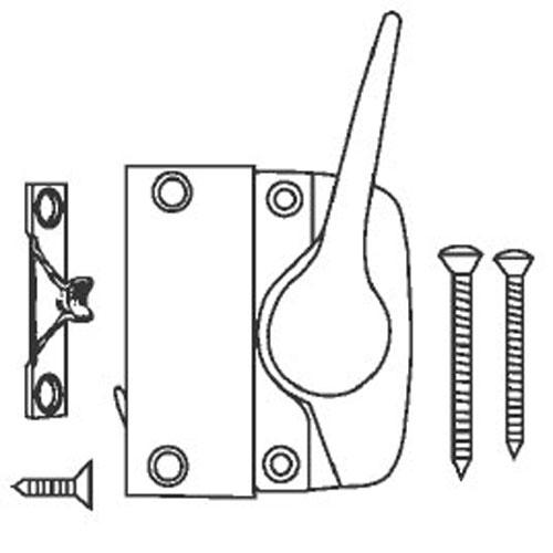 Left Hand Gold Window Sash Lock; 2-3/8&quot; Screw Holes | 7500531712