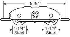 STB Sliding Glass Door Roller, Steel Wheel, 1-1/4&quot; Diameter | 7501273704