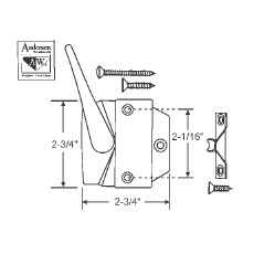 Left Hand Gold Window Sash Lock; 2-3/8&quot; Screw Holes | 7501351408