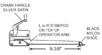 Andersen Left Hand Silver Satin Casement Operator With a 9-3/8&quot; Arm | 7501360008