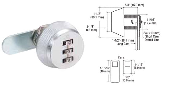 C.R. Laurence CRL Chrome Plated Combination Lock | 7850S