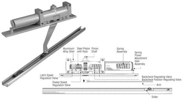 C.R. Laurence CRL Aluminum Norton 7900 Series Non-Hold Open Right Hand Interior Door Closer | 7900BF1RA
