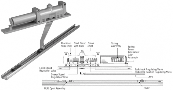 C.R. Laurence CRL Aluminum Norton 7900 Series Hold Open Right Hand Exterior Door Closer | 7900BFEHRA