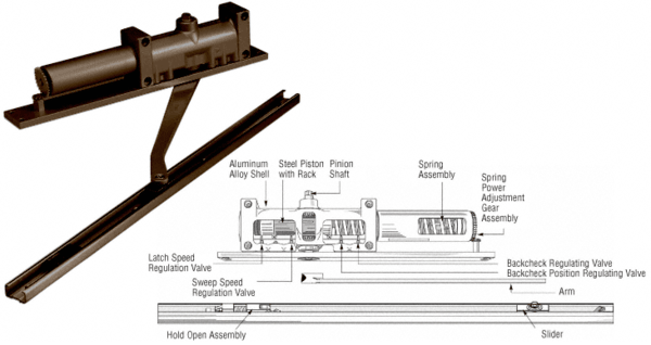 C.R. Laurence CRL Dark Bronze Norton 7900 Series Hold Open Right Hand Exterior Door Closer - REPLACMENT PART 7900BF1HRDU  | 7900BFEHRDU