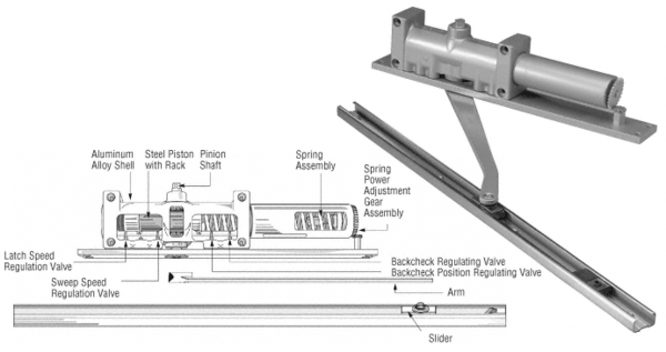 C.R. Laurence CRL Aluminum Norton 7900 Series Non-Hold Open Left Hand Exterior Door Closer | 7900BFELA
