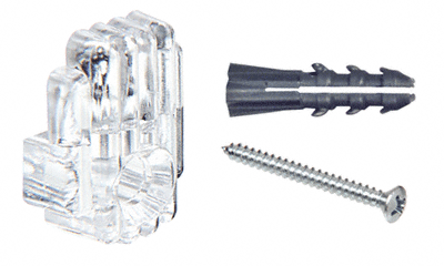 C.R. Laurence CRL 1/8&quot; Clear Mirror Clip, Screw and Anchor Set - Package | 7AWSA