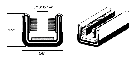 CRL-Automotive CRL 96&quot; Flexible 5/8&quot; x 1/2&quot; Unbeaded Glass Run Channel for International Diamond-T and Red Trucks - 96 in long | 8A196