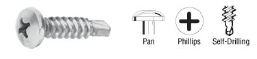 C.R. Laurence CRL Satin Anodized 8-18 x 3/4&quot; Self-Drilling Pan Head Phillips Screw - Package of 100 | 8X34PHPSDSA