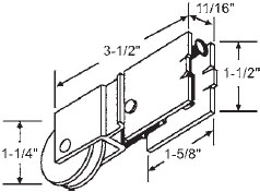 STB Sliding Glass Door Roller, Steel Wheel, 1-1/4&quot; Diameter, 11/16&quot; Wide Housing | 9205