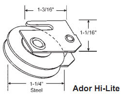 STB Sliding Glass Door Roller, Steel Wheel, 1-1/4&quot; Diameter, 1-1/16&quot; Wide Housing | 9209