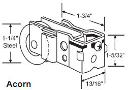 1-1/2&quot; Tandem Steel Sliding Glass Door Roller with 13/16&quot; Wide Housing | 9215D