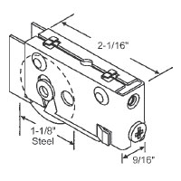 1-1/2&quot; Tandem Steel Sliding Glass Door Roller with 13/16&quot; Wide Housing | 9273