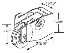 TechnologyLK STB Sliding Glass Patio Door Roller, Steel Wheel, 1-1/2&quot; Diameter, 15/16&quot; Wide Housing | 9229