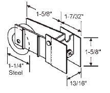 STB Sliding Glass Door Roller, Steel Wheel, 1-1/4&quot; Diameter, 13/16&quot; Wide Housing | 9231