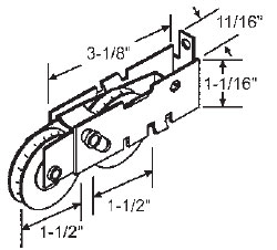STB Sliding Glass Door Tandem Roller, Steel Wheels, 1-1/2&quot; Diameter, 11/16&quot; Wide Housing | 9234