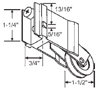 1-1/2&quot; Nylon Ball Bearing Sliding Glass Door Roller with 3/4&quot; Wide Extruded Housing for Yale I 9-247N | 9247N