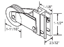 STB Sliding Glass Door Roller, Steel Wheel, 1&quot; Diameter, 23/32&quot; Wide Housing | 9254S