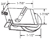 STB Sliding Glass Door Roller, Steel Wheel, 1-1/2&quot; Diameter, 3/4&quot; Wide Housing | 9255M