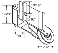 Sliding Glass Door Roller with 1-1/2&quot; Steel Wheel 7/8&quot; Wide for Pan Am &amp; AAA Aluminum Doors I 9-257 | 9257