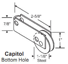1-1/2&quot; Tandem Steel Sliding Glass Door Roller with 13/16&quot; Wide Housing | 92791