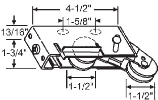 1-1/2&quot; Tandem Steel Sliding Glass Door Roller with 13/16&quot; Wide Housing | 9280