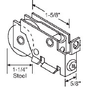 STB Sliding Glass Door Roller, Steel Wheel, 1-1/4&quot; Diameter, 5/8&quot; Wide Housing | 9286