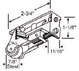 STB Sliding Glass Door Roller, Steel Wheel, 7/8&quot; Diameter, 11/16&quot; Wide Housing | 9303
