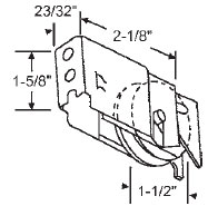 STB Sliding Glass Door Roller, Steel Wheel, 1-1/2&quot; Diameter, 23/32&quot; Wide Housing | 9304
