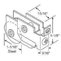 1-1/2&quot; Tandem Steel Sliding Glass Door Roller with 13/16&quot; Wide Housing | 9306