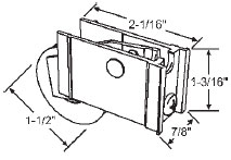 STB Sliding Glass Door Roller, Nylon Wheel, 1-1/2&quot; Diameter, 7/8&quot; Wide Housing | 9330N
