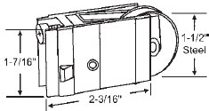 TechnologyLK STB Sliding Glass Door Roller, Adjustable Extruded Housing, Steel Ball Bearing Wheel, 1-1/2&quot; Diameter | 9370