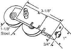 STB Sliding Glass Door Roller, Steel Wheel, 1-1/8&quot; Diameter | 9405A