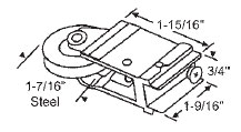 STB Sliding Glass Door Roller, Steel Wheel, 1-7/16&quot; Diameter, 3/4&quot; Wide Housing | 9406